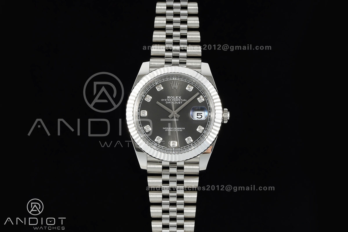 DateJust 41 126334 Clean Plus 1:1 Best Edition Gray Diamonds Dial on Jubilee Bracelet DD3235